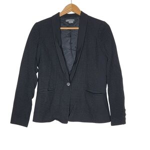 Vince Window Pane Textured Blazer Women's Black Size‎ 6 One Button